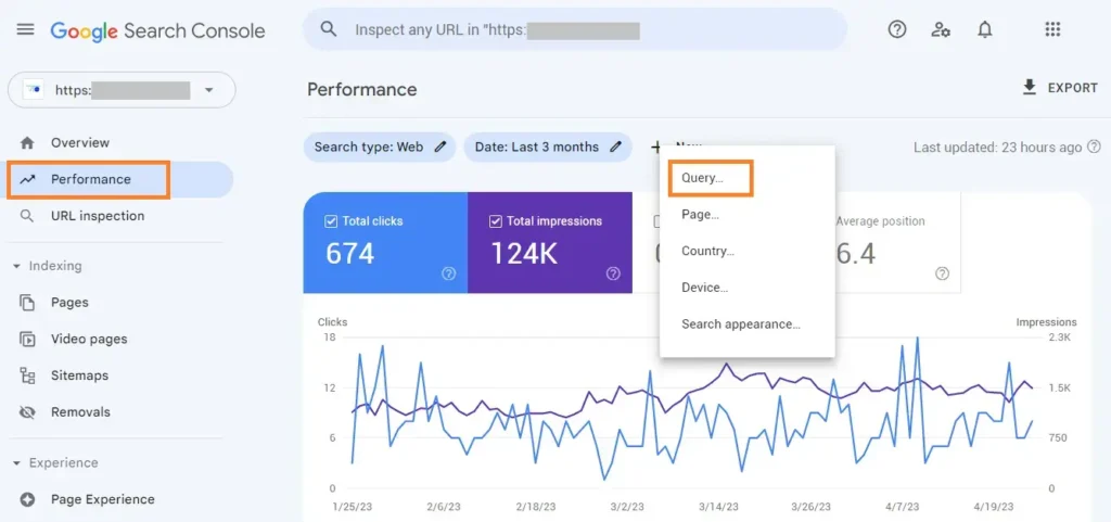 Query analysis feature in Google Search Console
